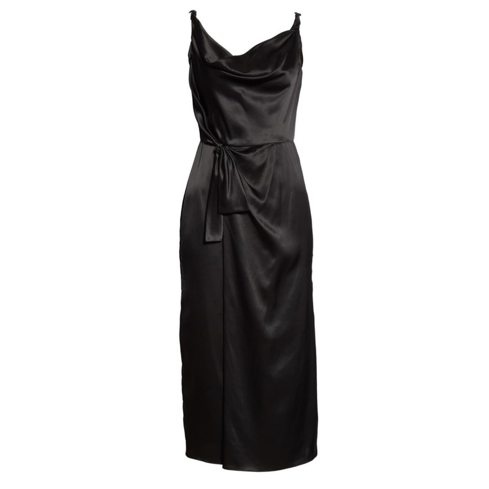 SALONI Giselle Draped Satin Midi Dress